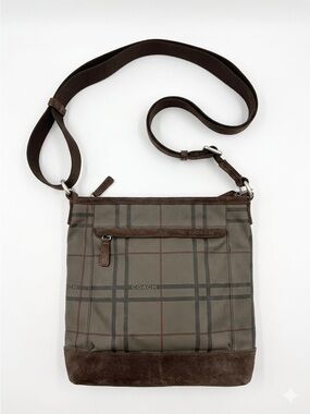 Coach Crossbody Messenger Bag Canvas Brown Stripes